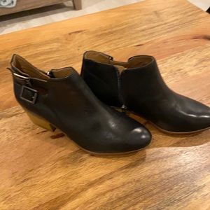 Clarks black leather booties